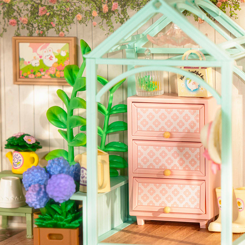 Miniature House Kit – DIY Dollhouse Model Craft Set for Kids & Adults | Blooming Tea Garden Creative Birthday Gift