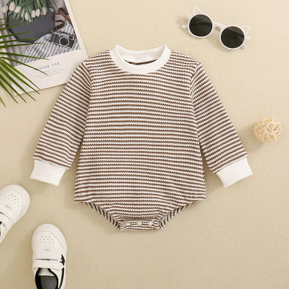 Baby Boys & Girls Long Sleeve Multi-Color Stripe Pattern Triangle Jumpsuit