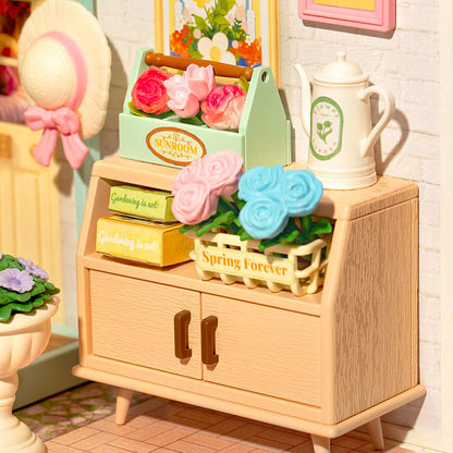 Miniature House Kit – DIY Dollhouse Model Craft Set for Kids & Adults | Blooming Tea Garden Creative Birthday Gift