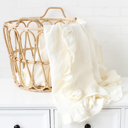 Newborn Baby Blanket with Ruffle Detail: Adorable and Soft Infant Bedding