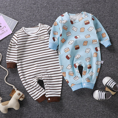 Printed Autumn Cotton Baby Romper | Cozy & Cute Infant Wear